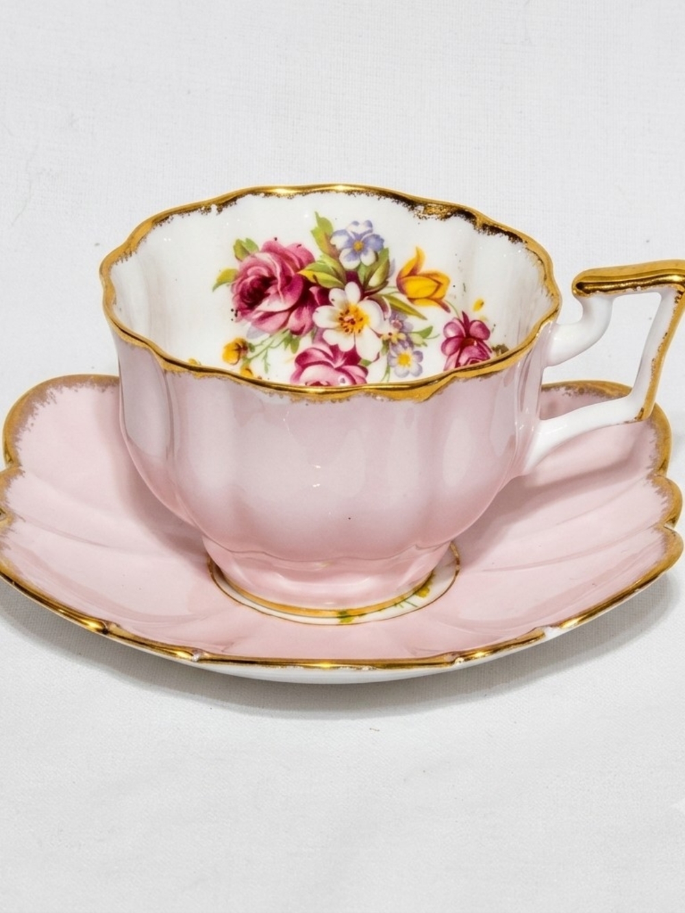 Salisbury Vintage Pink Floral Teacup & Saucer Set